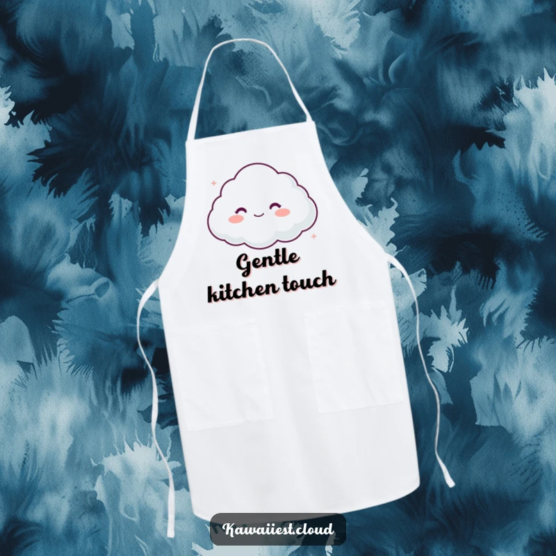 Funny apron with a cloud character having a soft, comforting appearance, bringing gentle warmth to the kitchen while providing protection.