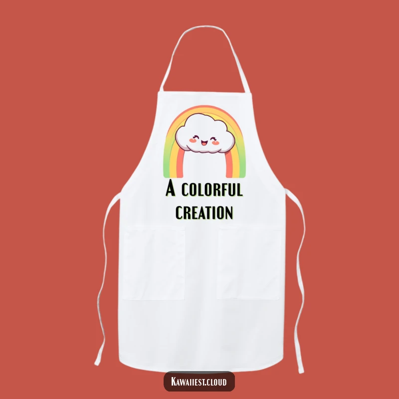 Funny Rainbow Cloud Apron: Delighted Character Creating Arch, Kitchen Gift