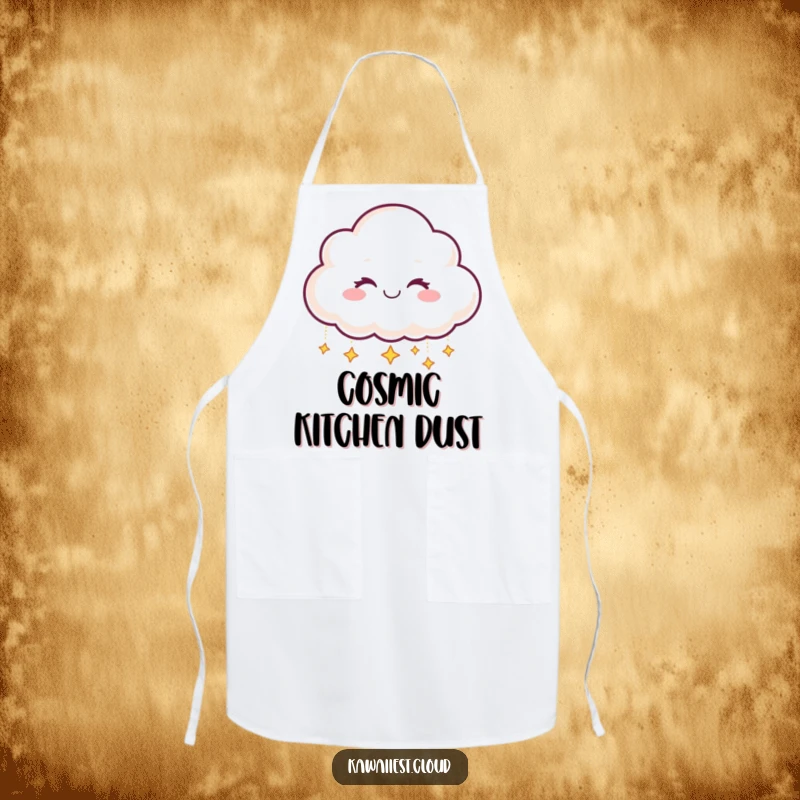 Funny Apron: Smiling cloud character winking while dropping tiny, shimmering stars, perfect for a magical cook.