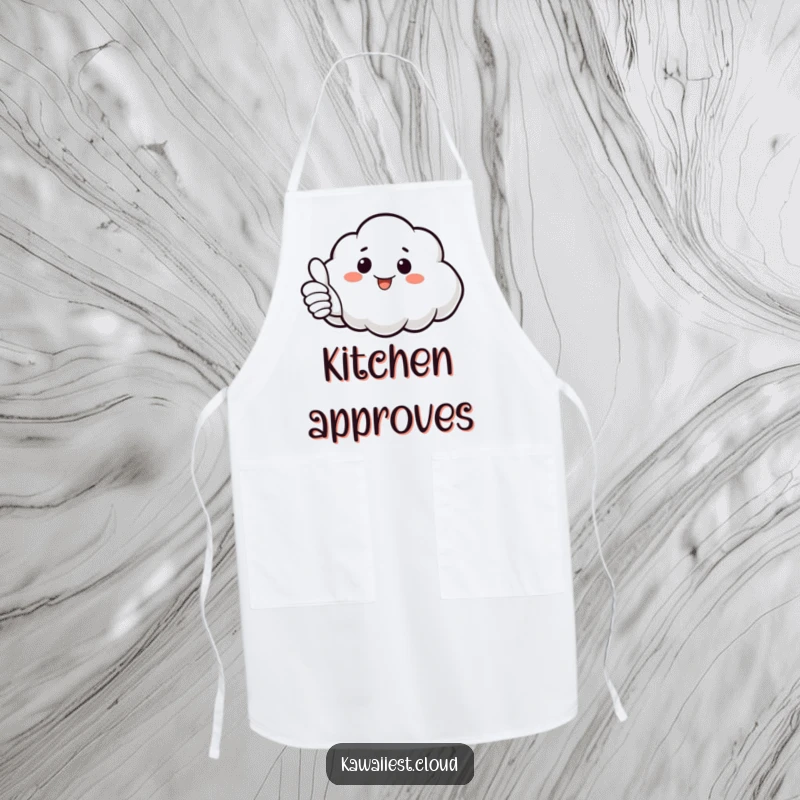 Funny Cloud Apron: A humorous apron with a cloud giving a thumbs up, perfect for spreading positivity while cooking.