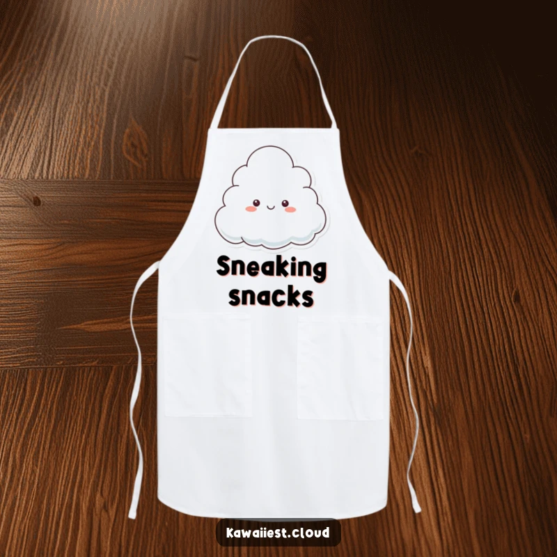 Funny Apron showing a playful cloud character peeking from behind a larger cloud, adding a whimsical and fun touch to kitchen tasks.