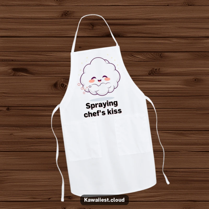 Funny apron featuring a giggling cloud cheerfully spraying glittering mist, bringing humor and fun to cooking tasks.