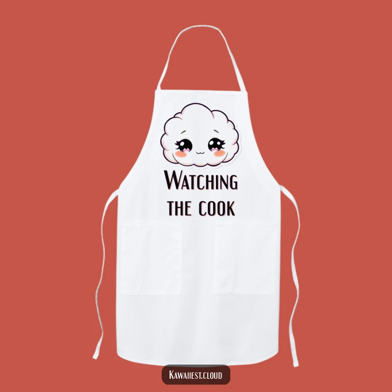 Funny Cloud Apron: Curious Peering Chef, Whimsical Kitchen Fun
