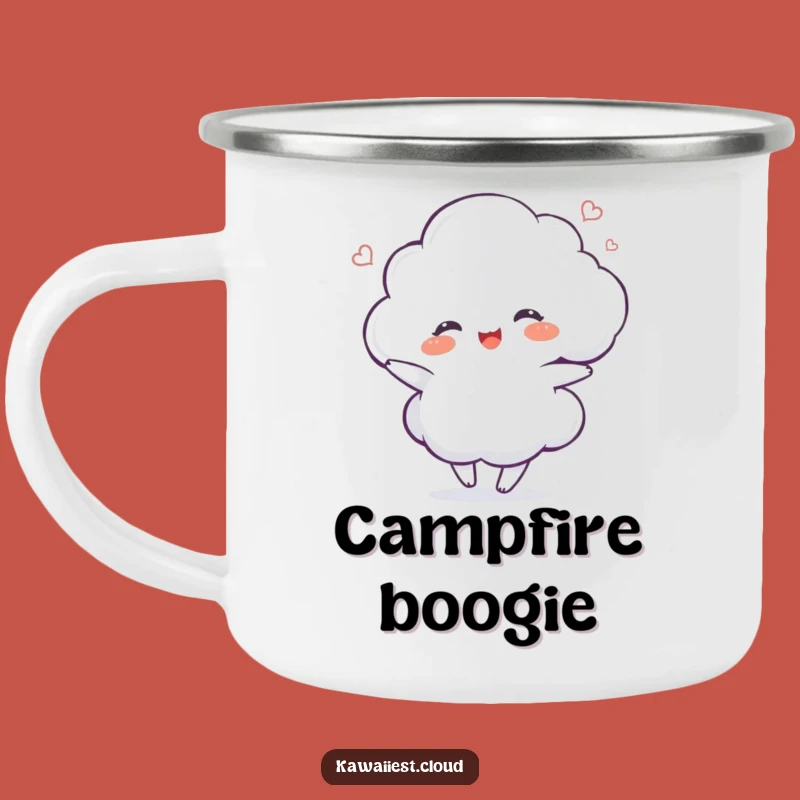 Funny Dancing Cloud Camping Mug: Delighted Adventure, Joyful Outdoors
