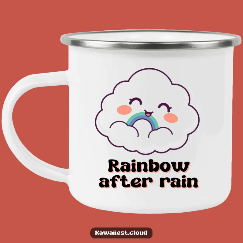 Durable Funny Cloud Rainbow Surprise Camping Mug: Joyful Adventures