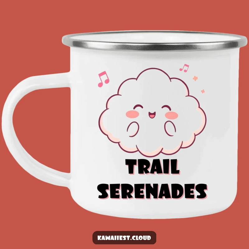 Funny Cheerful Cloud Camping Mug: Airy Tune Adventure Cup, Perfect Humorous Outdoor Gift