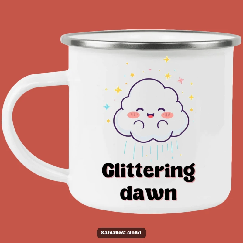 Funny Cloud Rain Camping Mug: Joyful Adventure, Glittery Outdoors
