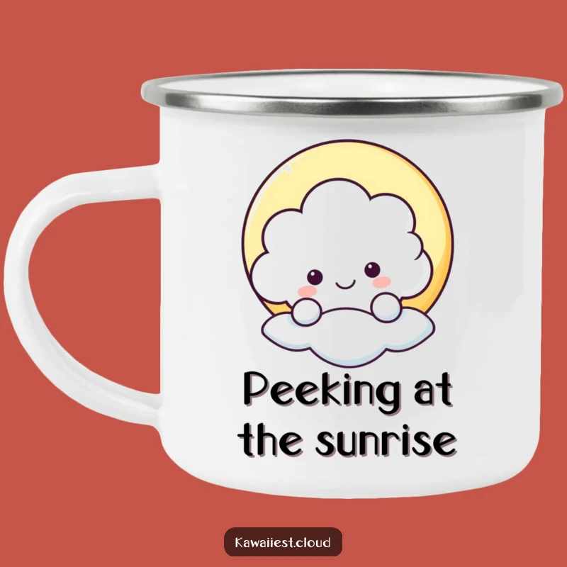 Funny Cloud Peeking Camping Mug - Cheerful Outdoor Fun & Humorous Gift!