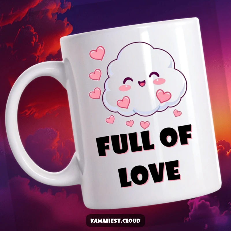 Funny Cloud Hearts Mug: A beaming cloud character happily puffs out heart-shaped mist, spreading love and cheer.