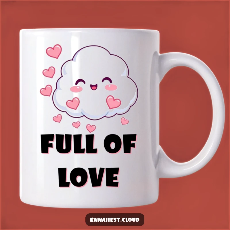 Funny Cloud Hearts Mug: Beaming Character, Love Vibes, Perfect Funny Gift