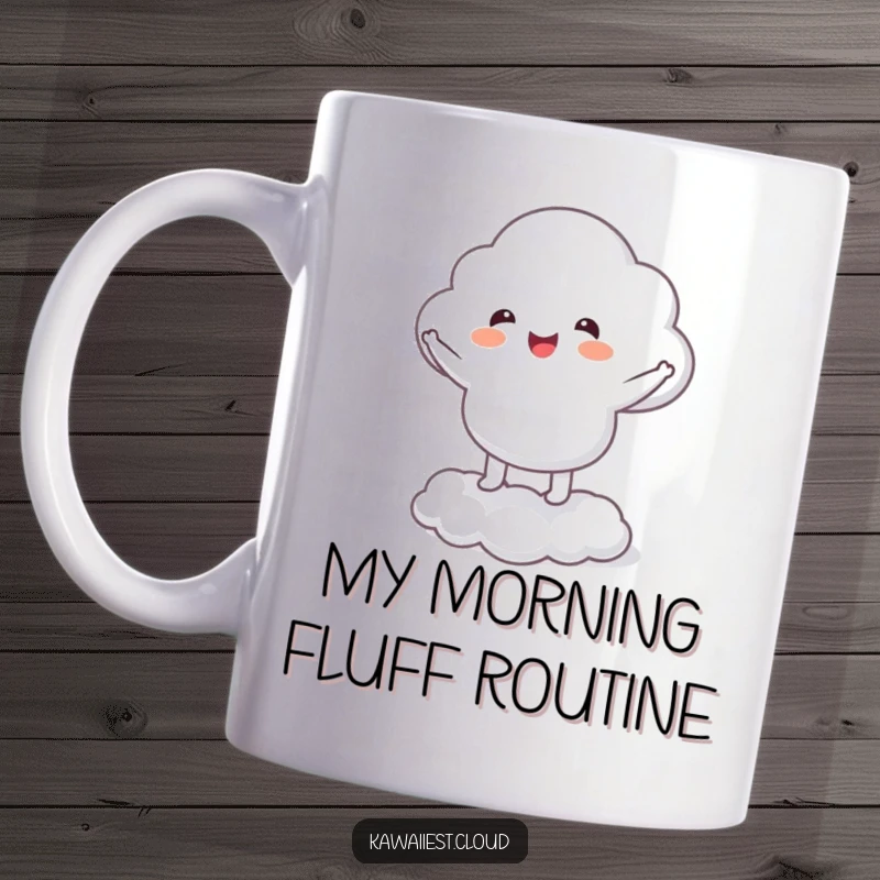 Funny Cloud Mug: A cheerful cloud character happily jigging on its fluffy base, spreading pure, unadulterated joy.