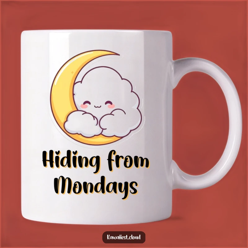 Funny Cloud Moon Mug - Mischievous Celestial Hide-and-Seek Gift
