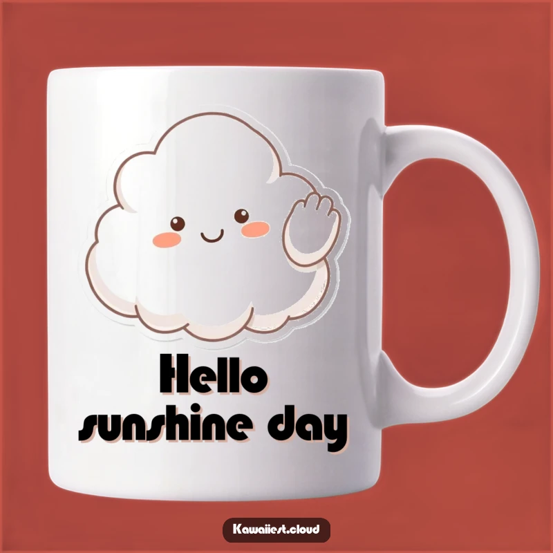 Funny Hello Cloud Mug: Happy Character Waving, Friendly Greeting, Perfect Humorous Gift