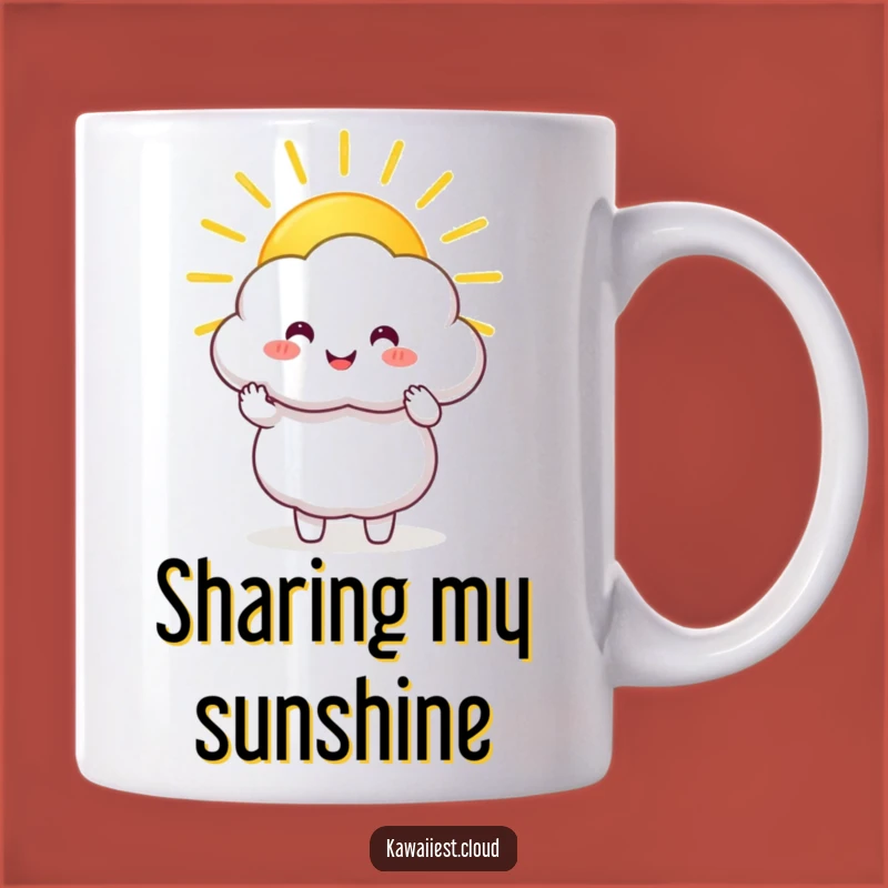 Funny Sunbeam Cloud Mug: Happy Character Sharing Golden Sunbeam, Perfect Funny Gift