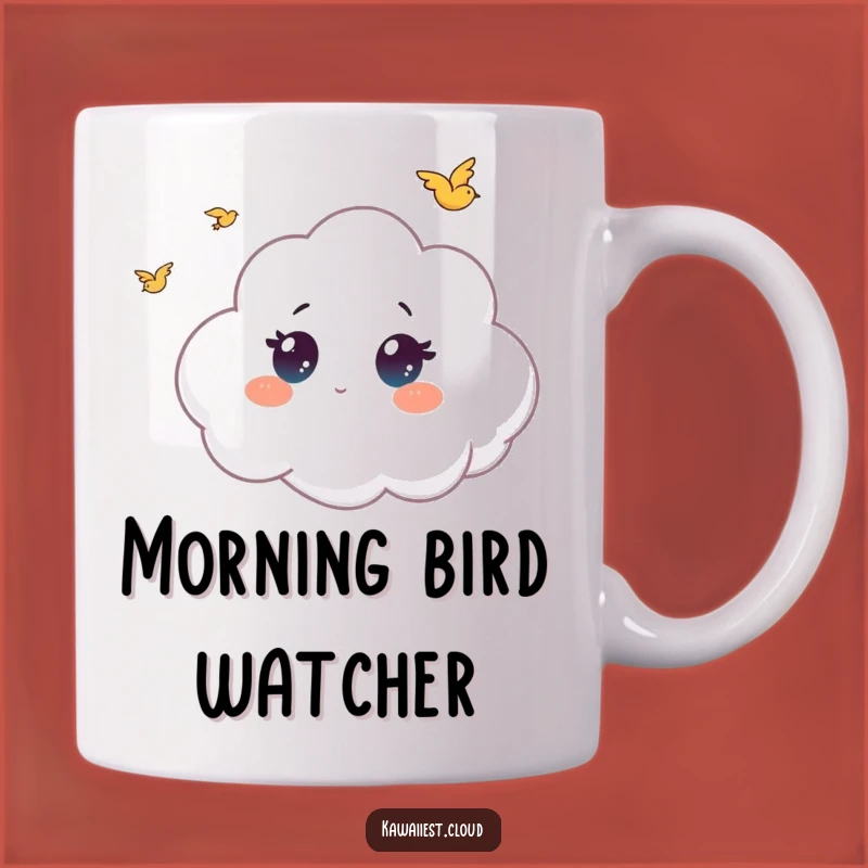 Funny Wide-Eyed Cloud Mug: Watching Birds, Curious Character, Perfect Humorous Gift
