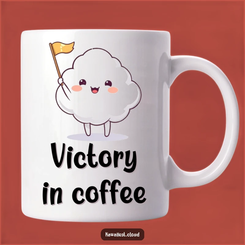 Funny Cloud Waving Flag Mug: Cheerful Character Greeting Gift for Sunny Days