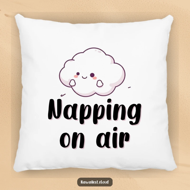 Funny Cloud Pillow decorated with a character happily gliding on a gentle breeze, adding comfort and serenity.