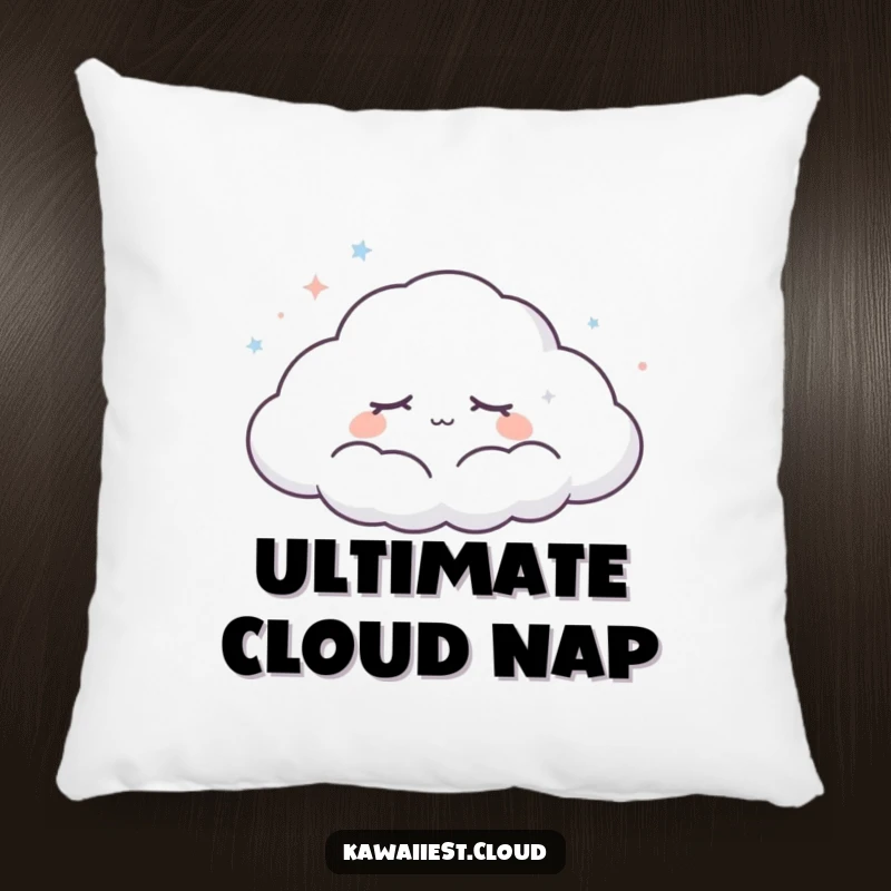 Funny Dreaming Cloud Pillow: A peaceful cloud character with closed eyes drifts across the sky, offering a soft and humorous addition to relaxation.