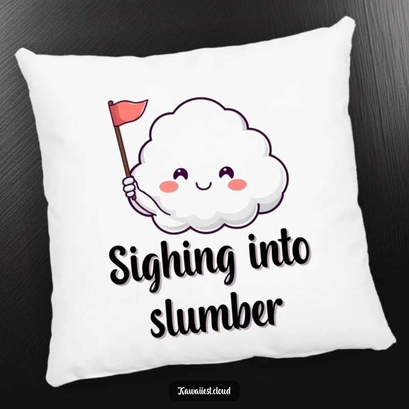 Funny pillow featuring a happy cloud character waving a flag, perfect for adding comfort and a humorous, peaceful touch.