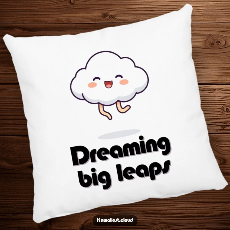 Funny Pillow featuring a whimsical cloud character with its legs gleefully kicking, designed for comfort and adding a playful touch.