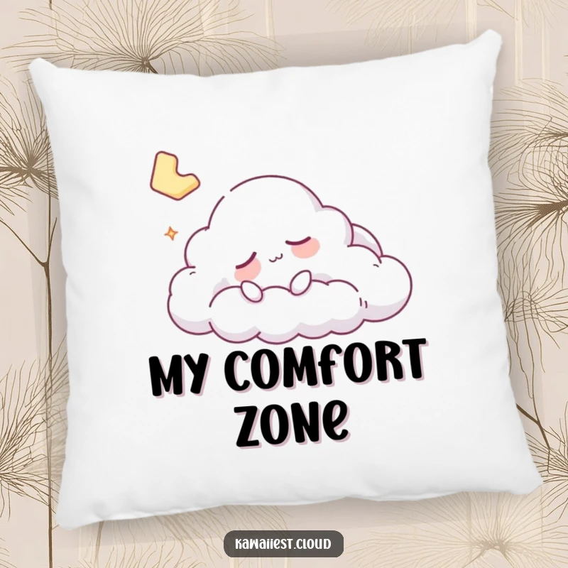 Funny sleepy cloud character dreaming peacefully on a soft, plush pillow, ideal for comfort.