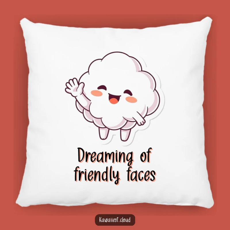 Funny Waving Cloud Pillow: Soft Comfort, Enthusiastic Wave, Perfect Funny Gift Accent