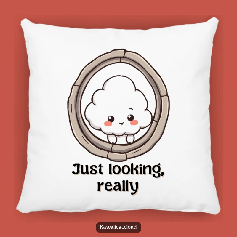 Funny Curious Cloud Pillow: Cozy Peeking Accent, Whimsical Humorous Gift