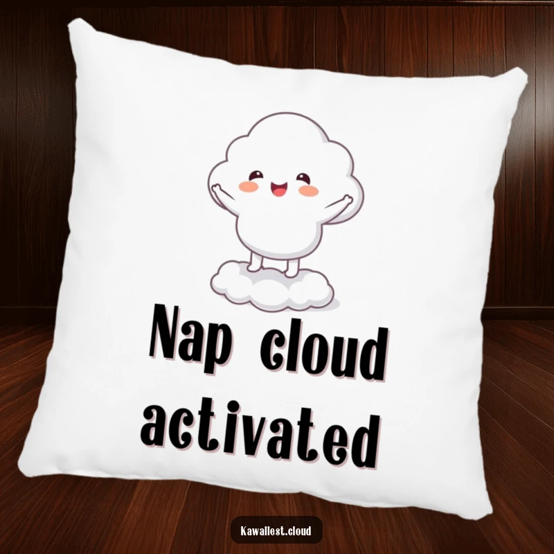 Funny Pillow: A fluffy cloud character happily performing a joyful jig, perfect for adding whimsy and comfort.