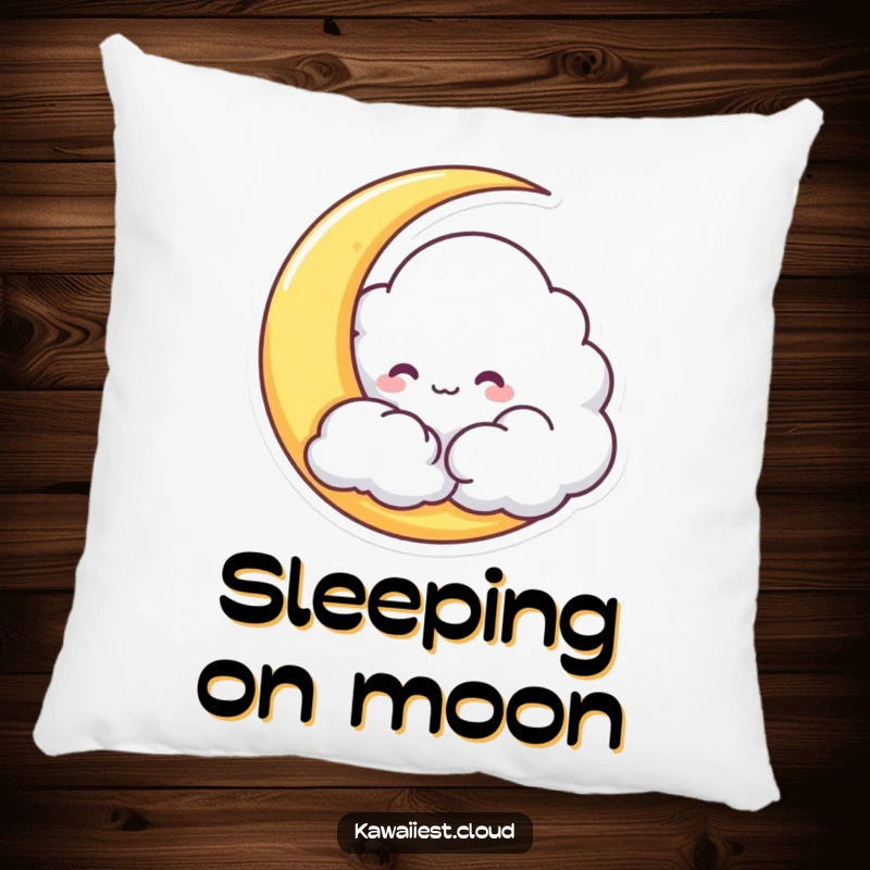 Funny Cloud Pillow decorated with a mischievous character hiding behind a crescent moon, adding comfort and whimsy.