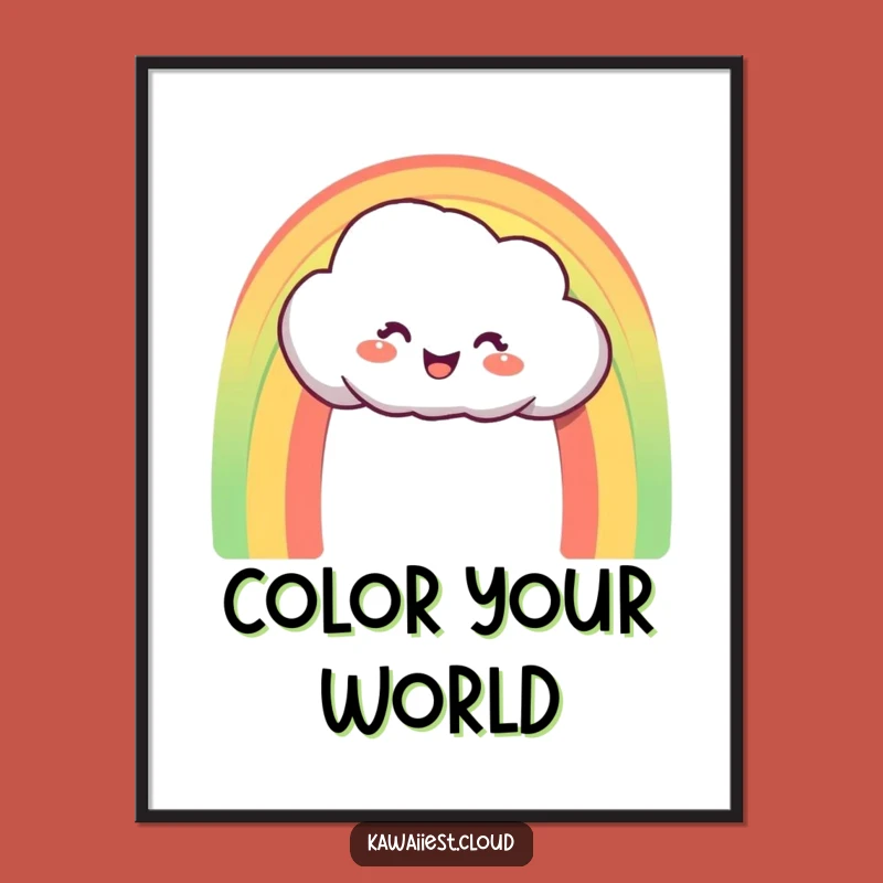 Funny Rainbow Cloud Digital Art: Delighted Character Creating Arch, Instant Download Gift