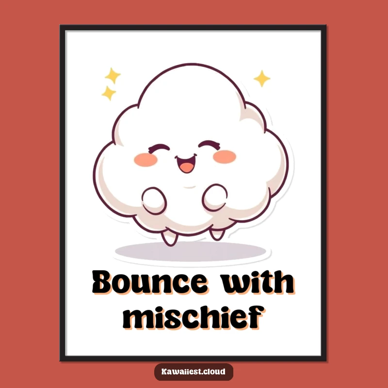Funny Bouncing Cloud Digital Art: Playful Mischief Print