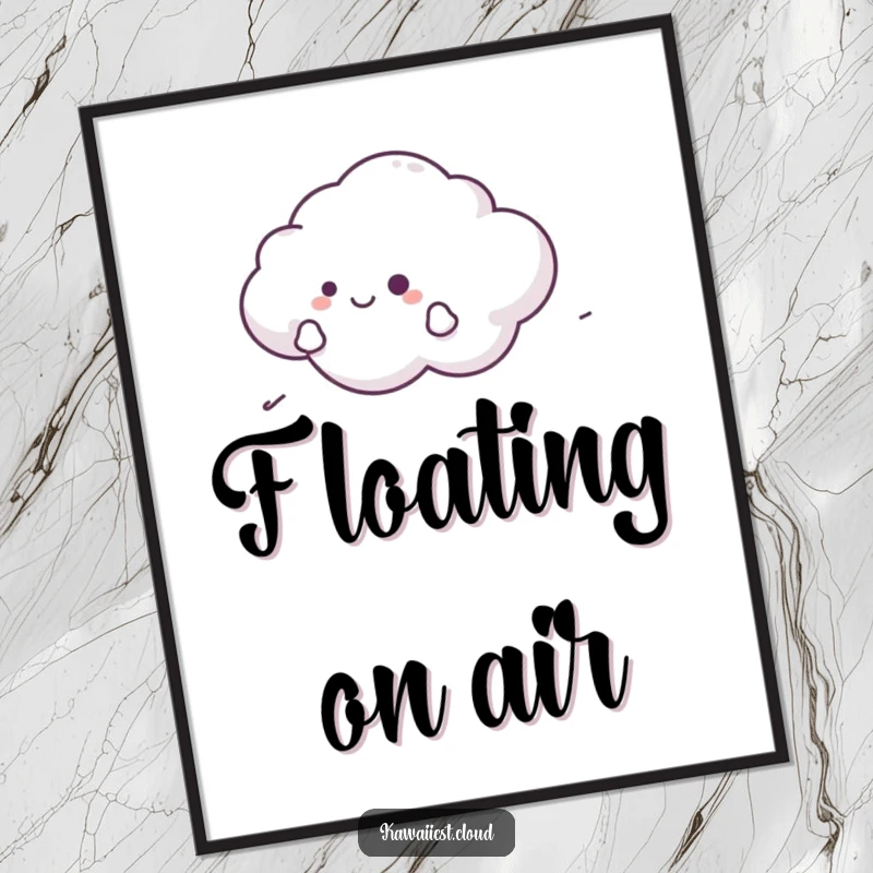 Funny Cloud Digital Art Print of a character happily gliding on a gentle breeze, ideal for instant decor.
