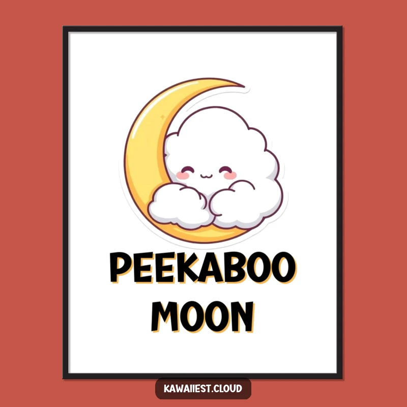 Funny Cloud Moon Digital Art - Instant Celestial Mischief Download Gift