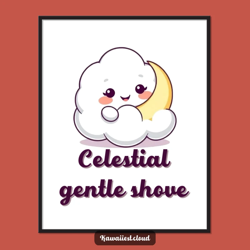 Funny Cloud Moon Nudge Digital Art: Playful Character, Dreamy Decor, Perfect Funny Gift