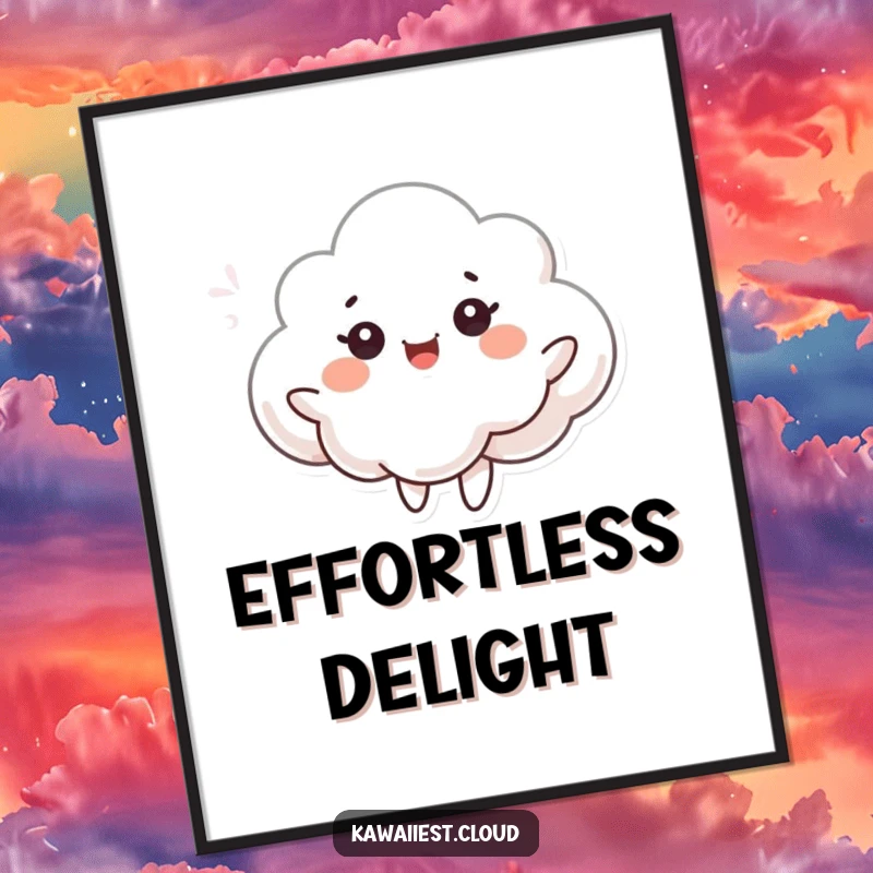 Funny digital art of a cloud character dancing with joyful eyes in a gentle breeze. Instant whimsy.