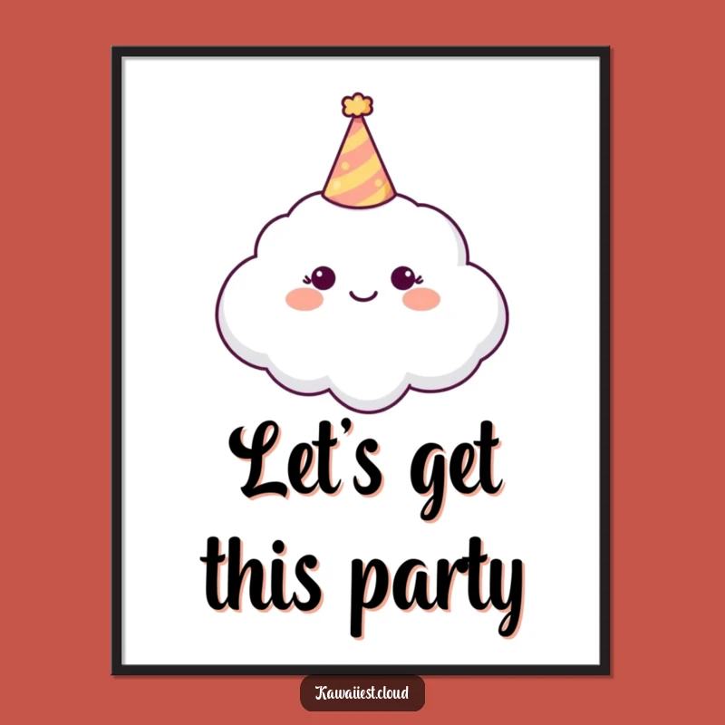 Funny Party Cloud Digital Art: Tiny Hat, Instant Celebration, High-Quality Funny Gift Download