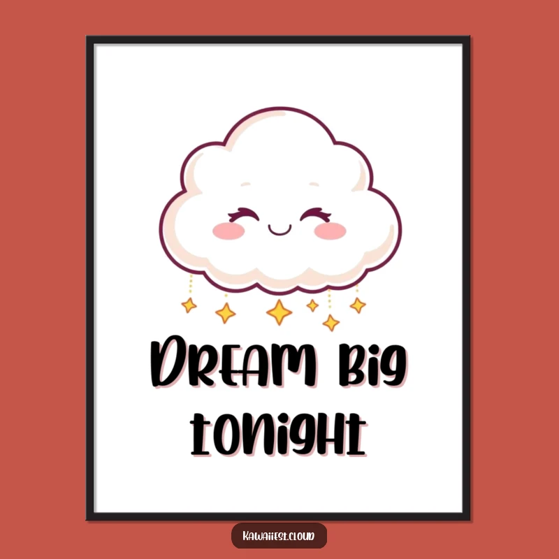 Funny Star Dropping Cloud Digital Art: Smiling Winking Character, Instant Download Gift