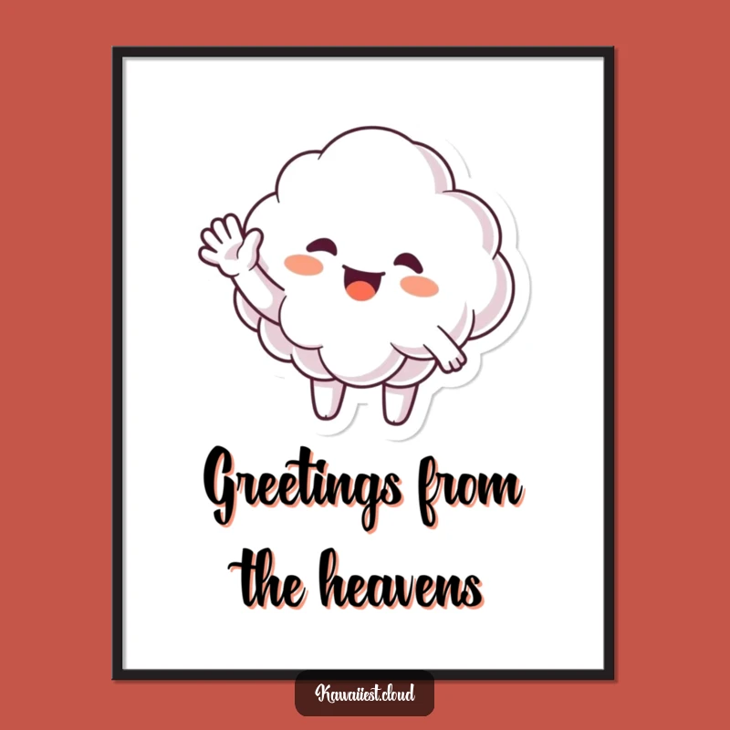 Funny Waving Cloud Digital Art: Enthusiastic Wave, Instant Welcome, High-Quality Funny Gift Download