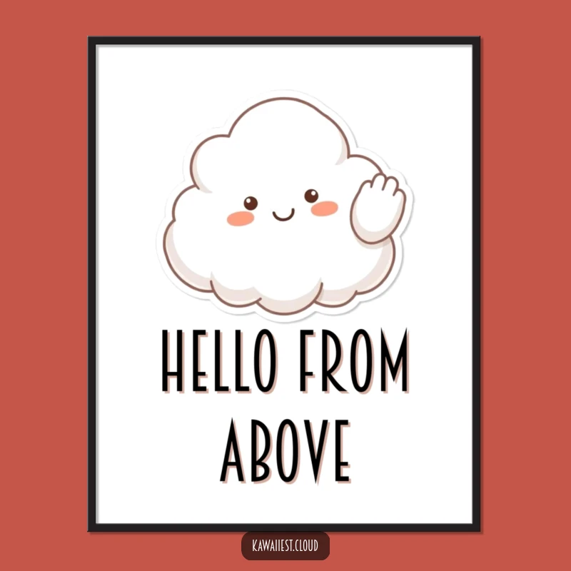 Funny Hello Cloud Digital Art: Happy Wave Print, Instant Greeting Humorous Gift