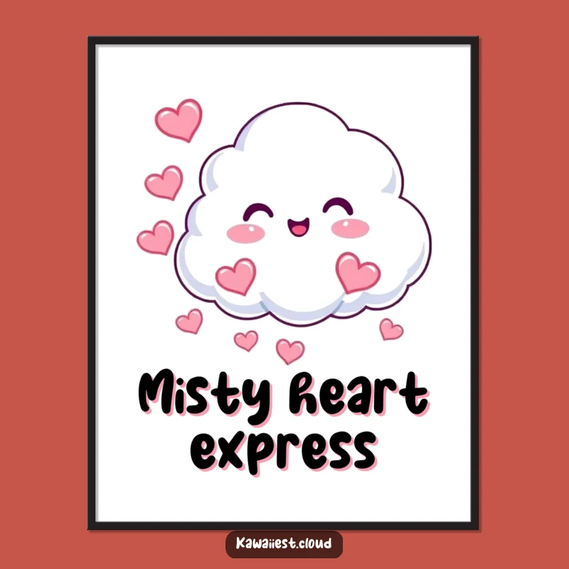 Funny Cloud Hearts Digital Art: Beaming Character, Love Decor, Perfect Funny Gift