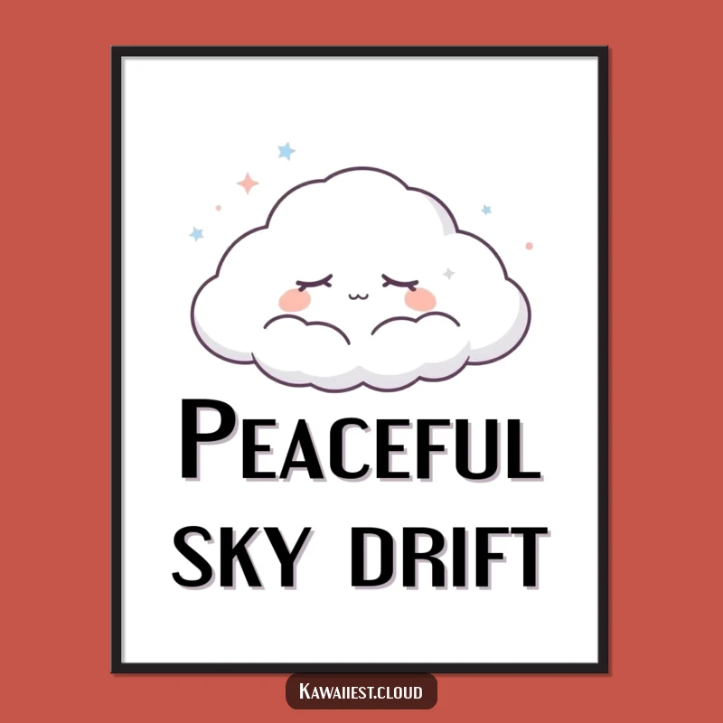 Funny Dreaming Cloud Digital Art: Peaceful Character, Serene Decor, Perfect Funny Gift