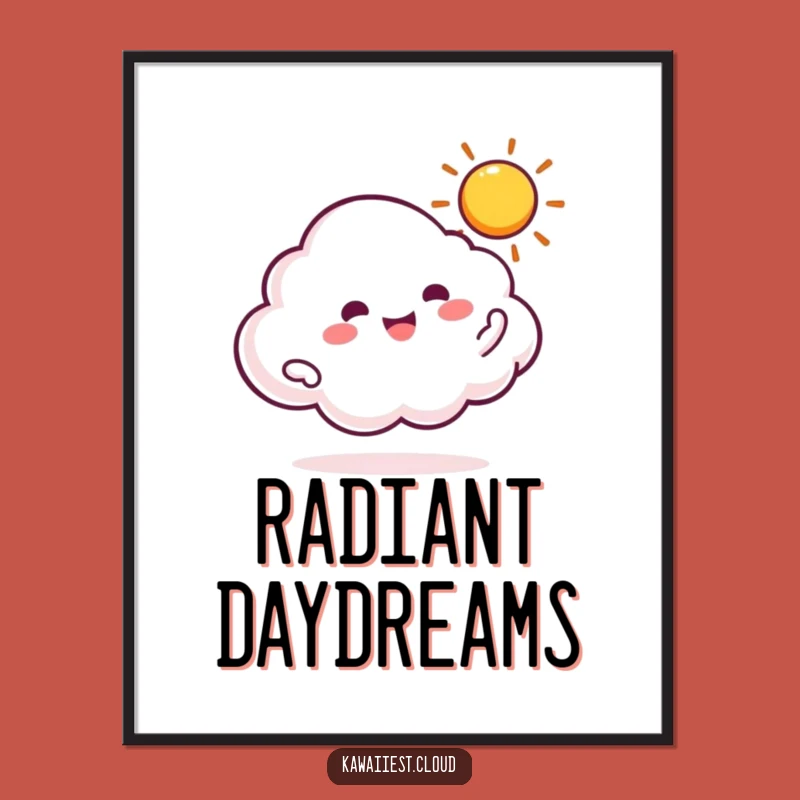 Funny Cloud Spinning Sun Digital Art: Celestial Wall Decor, Whimsical Gift