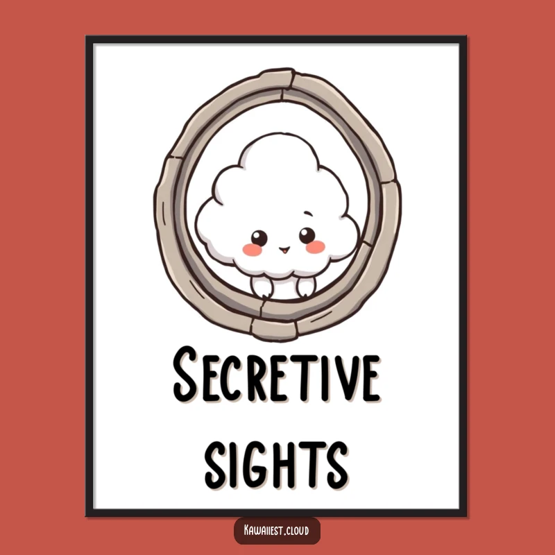 Funny Curious Cloud Digital Art: Peeking Character Download, Intriguing Humorous Gift