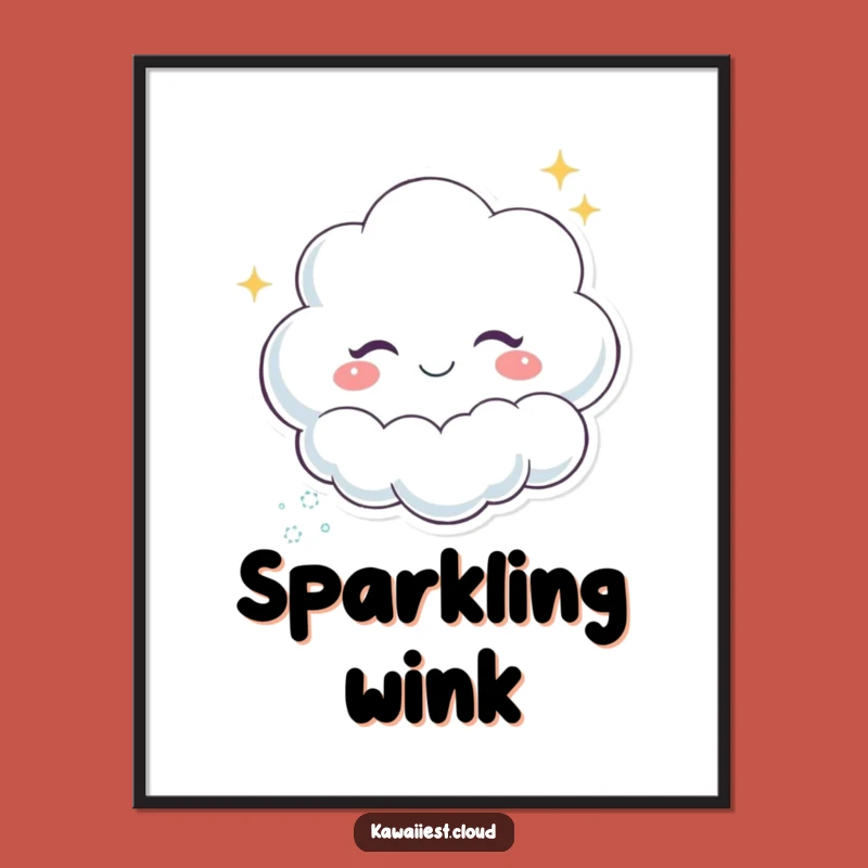 Funny Winking Cloud Digital Art: Playful Design, Instant Sparkle Decor