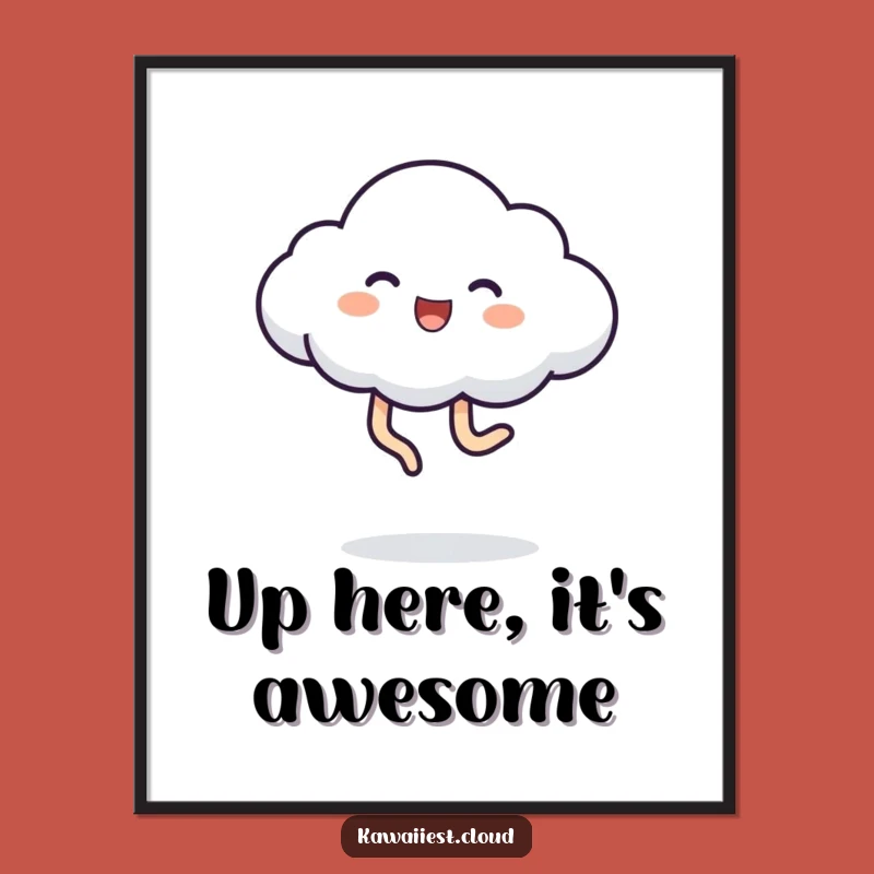 Funny Playful Cloud Digital Art: Kicking Legs, Instant Joy, High-Quality Funny Gift Download