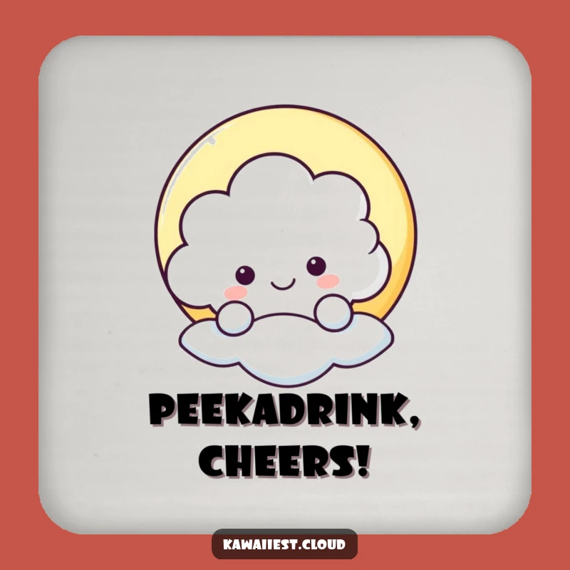 Funny Cloud Peeking Drink Coaster - Cheerful Protection & Humorous Gift!