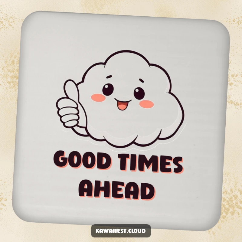 Funny Cloud Coaster: A coaster featuring a cloud giving a thumbs up, perfect for protecting surfaces with a positive touch.