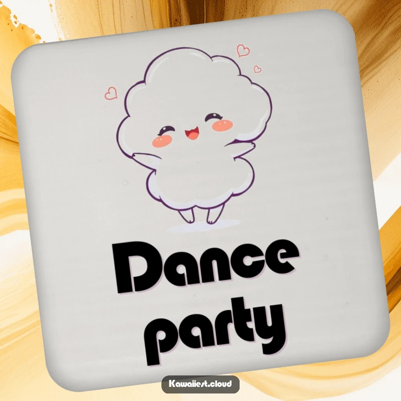 Funny Dancing Cloud Coasters: A set of coasters featuring a delighted cloud character dancing with a gentle swirl, adding whimsy.