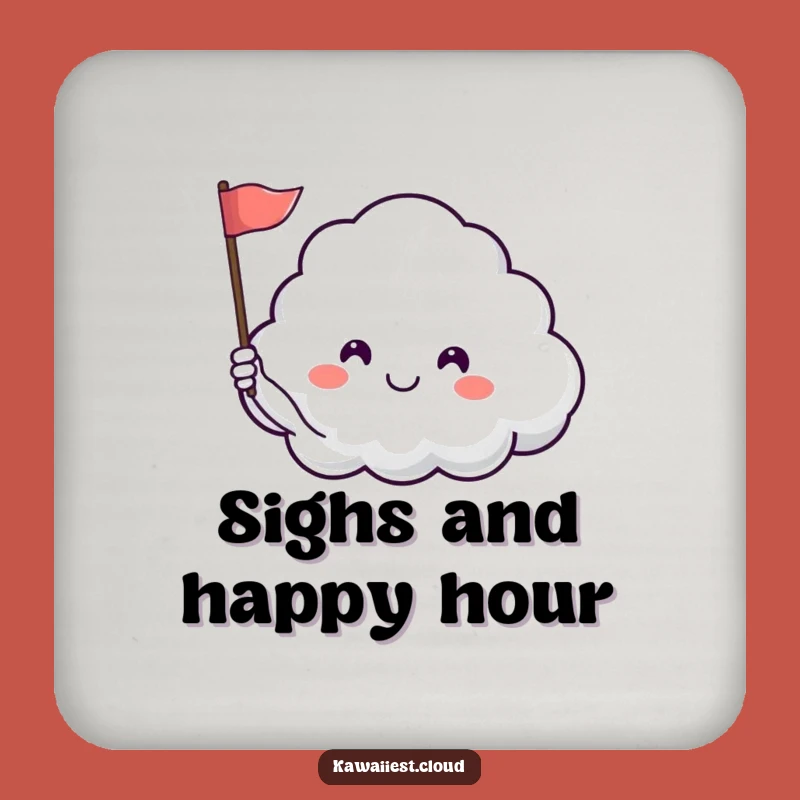 Funny Happy Cloud Drink Coaster - Peaceful Protection & Fun Gift!