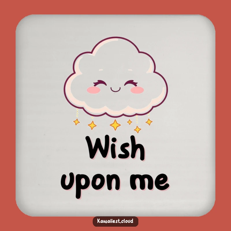 Funny Star Dropping Cloud Coaster: Smiling Winking Character, Home Decor Gift